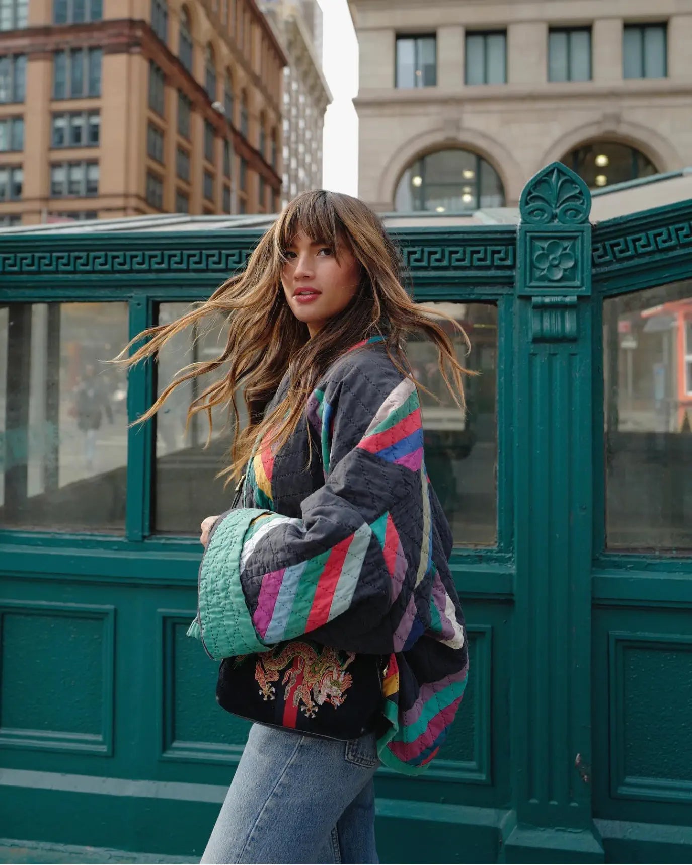 Blazer kimono matelassé femme style années 80 Takara