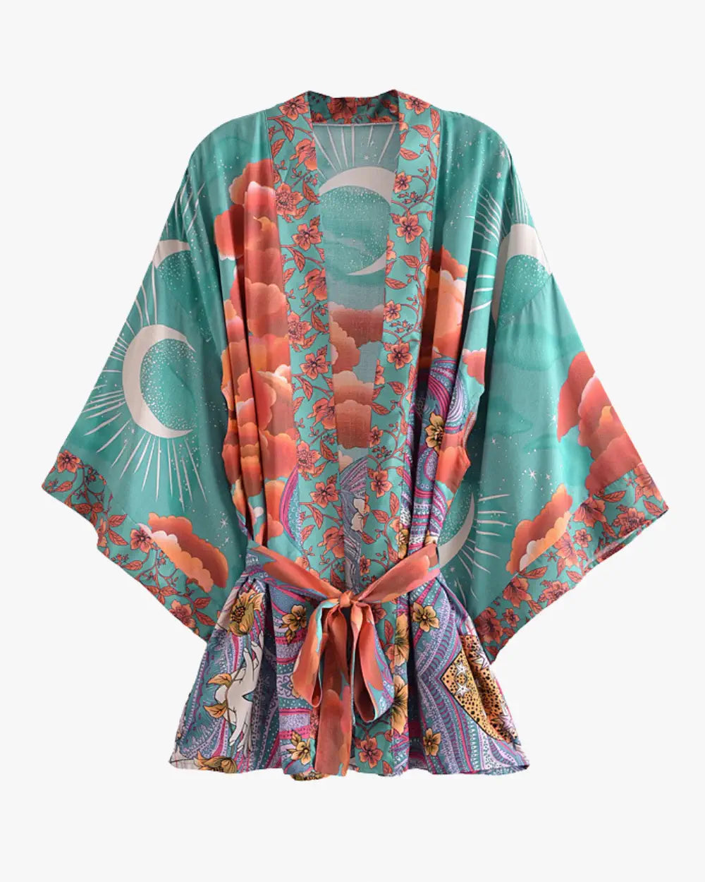 Kimono court coton femme bleu japonais Sorano