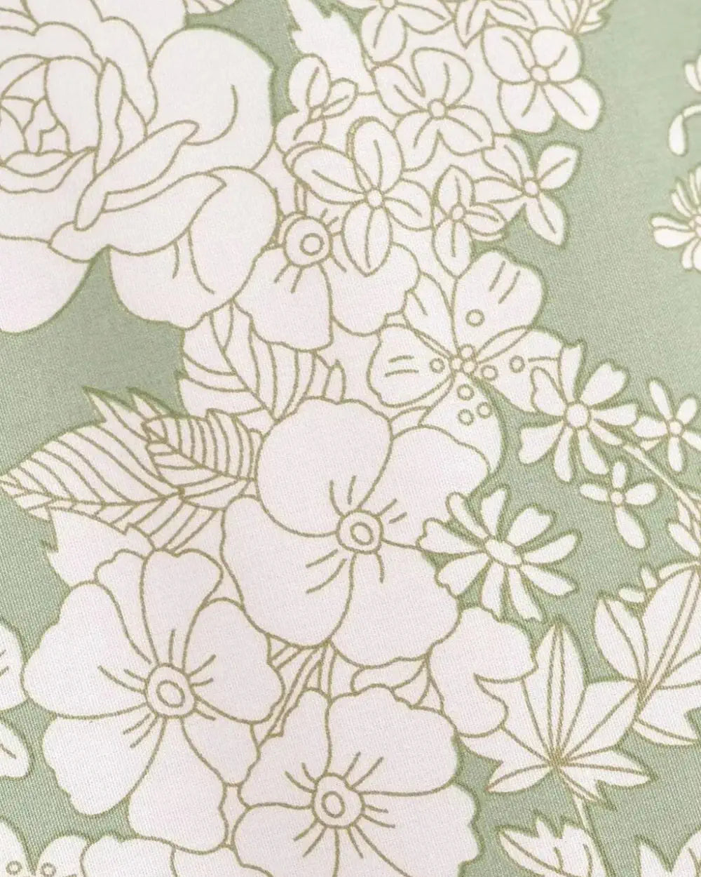 Kimono court femme vert sauge fleuri Wakaba