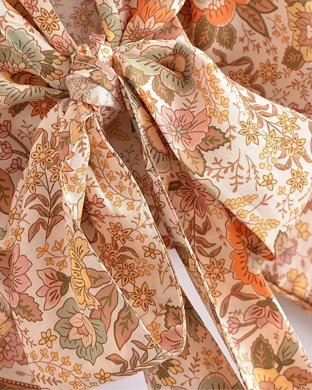 Kimono court fleuri orange style boheme Momohana