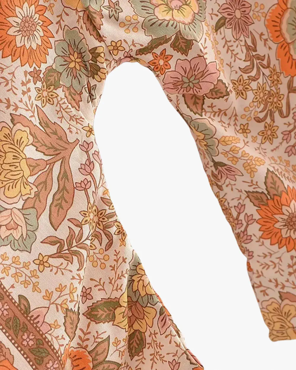 Kimono court fleuri orange style boheme Momohana