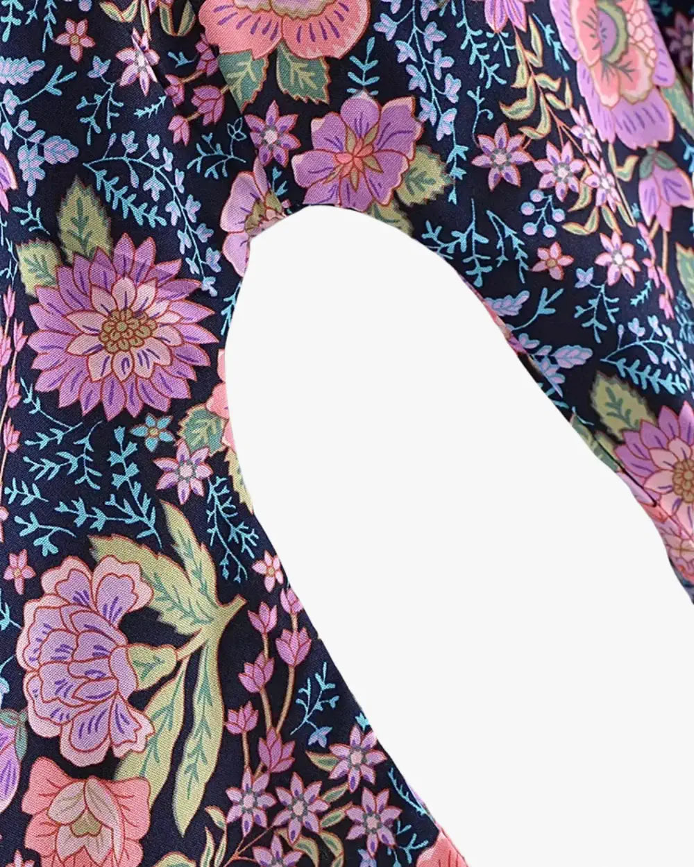 Kimono court fleuri violet style boheme Momohana