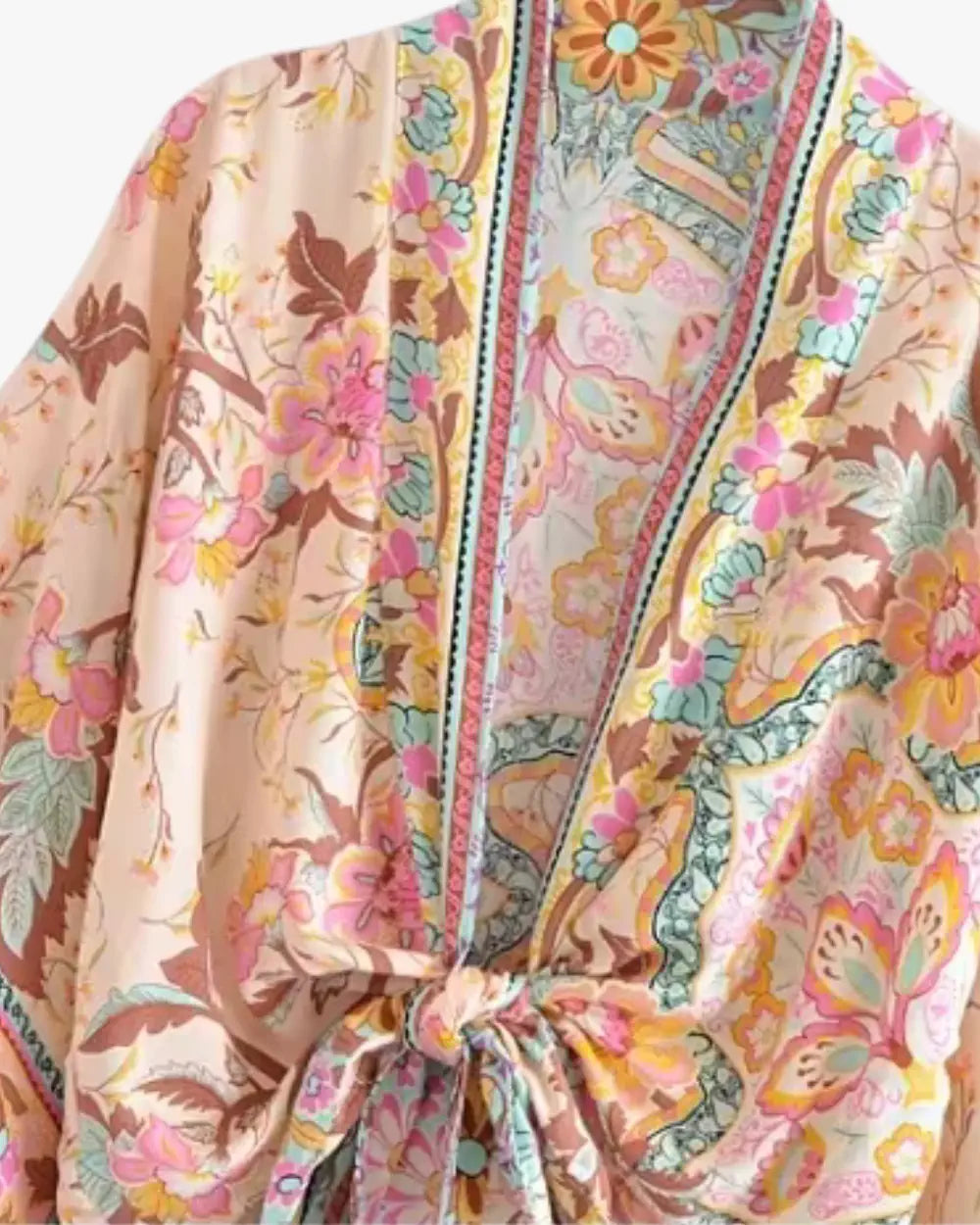 Kimono court rose pale style boheme femme Koharu