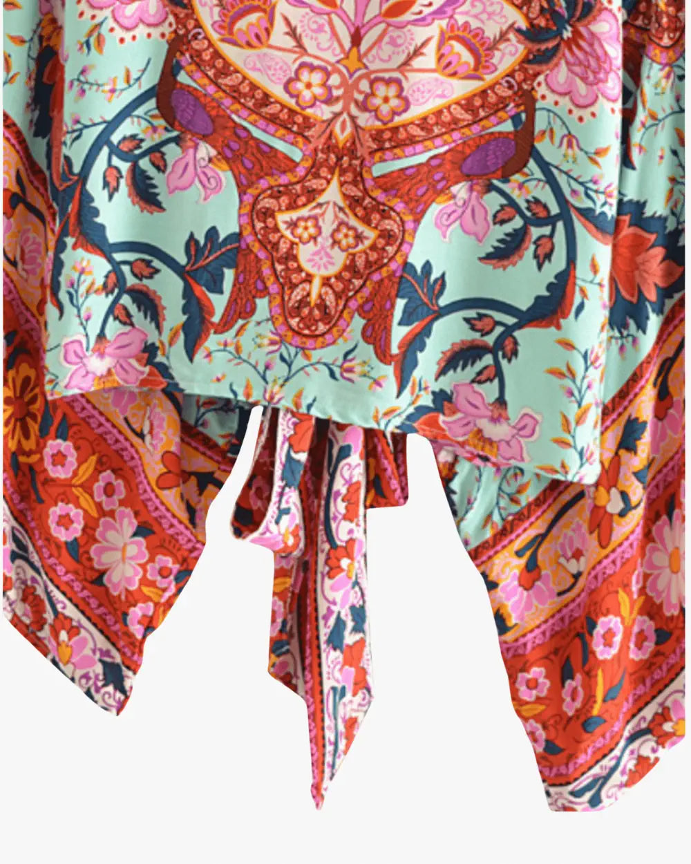 Kimono court rouge vert style boheme femme Koharu