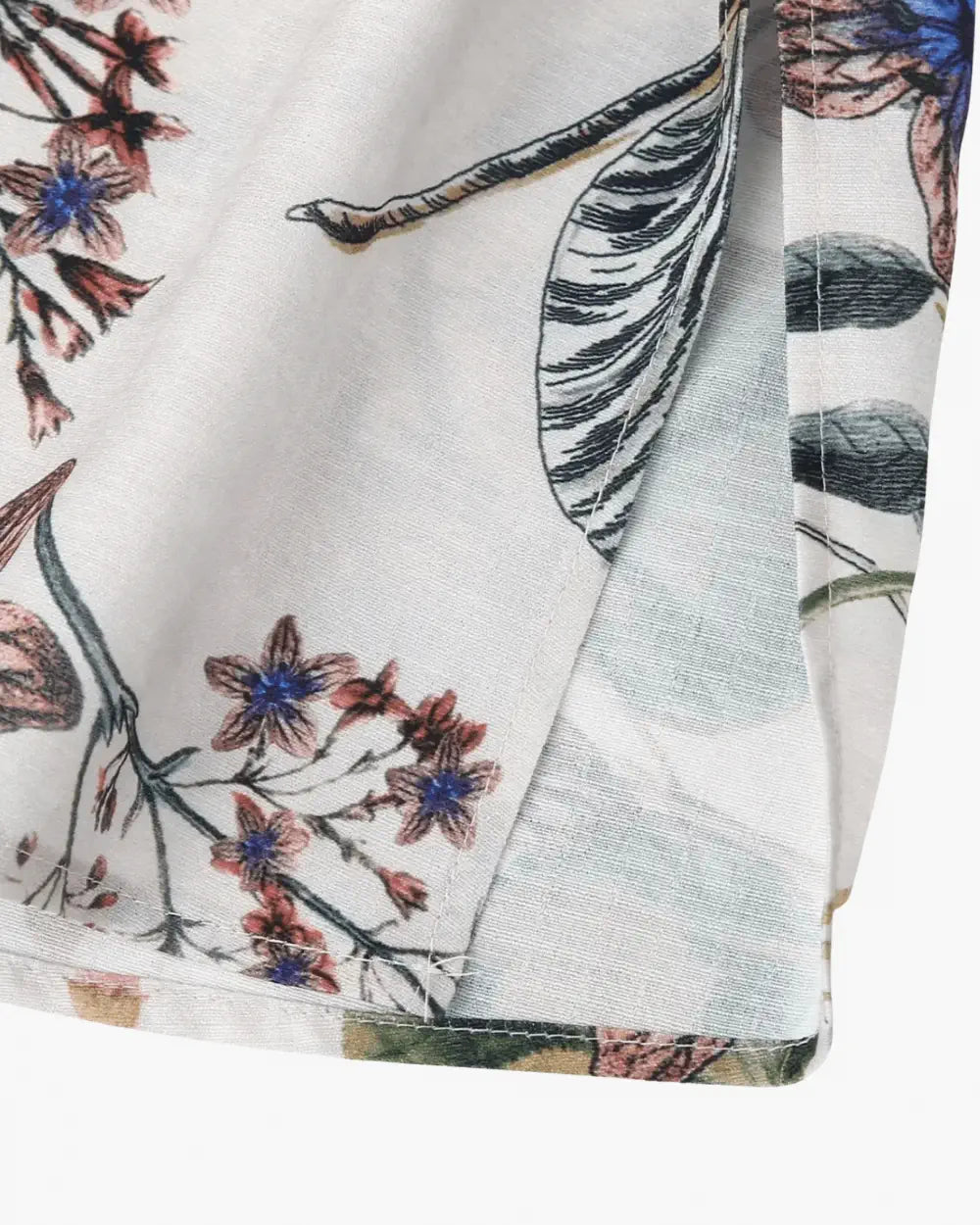 Kimono japonais blanc court motif fleur & animal Hanabira