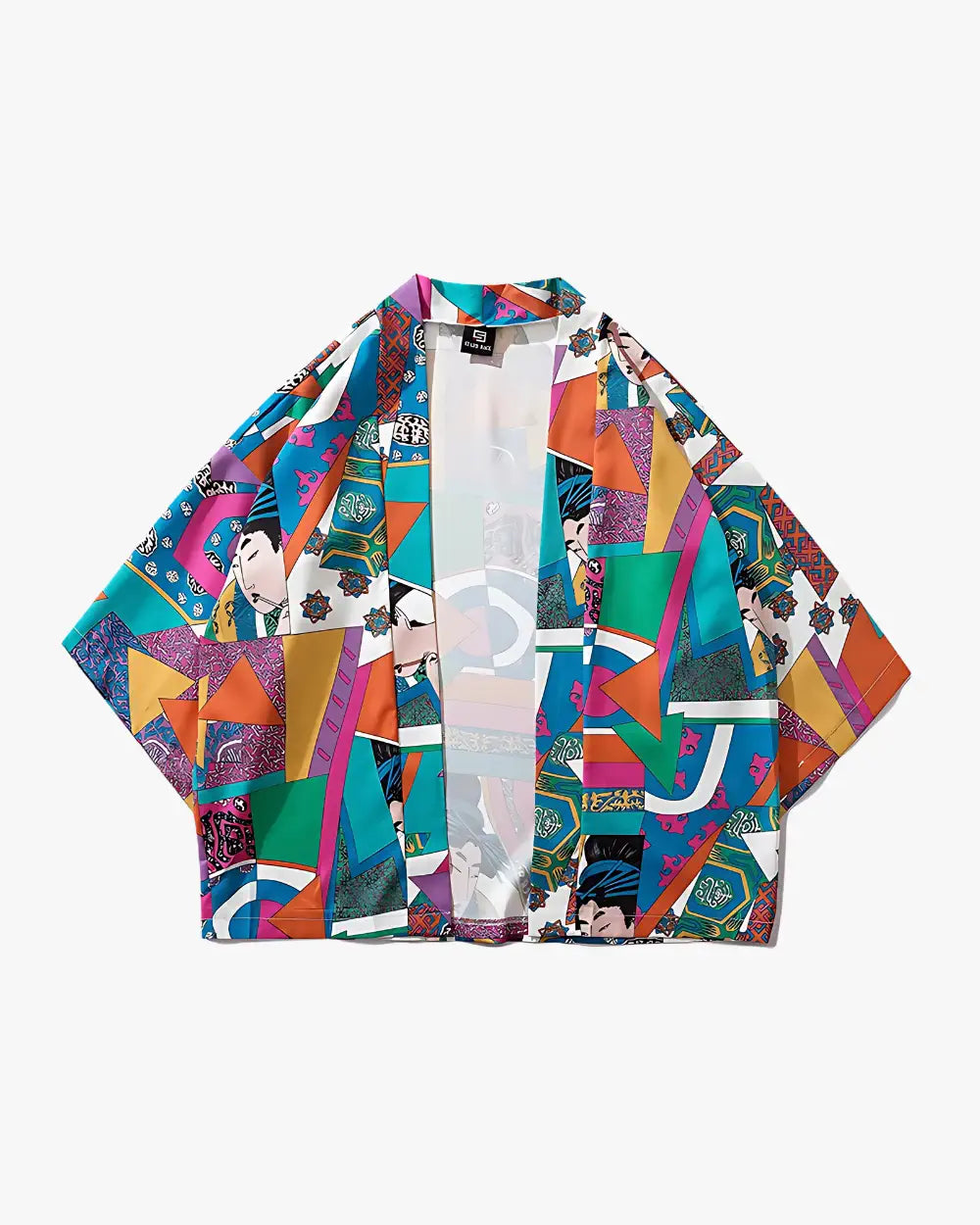 Kimono japonais multicolore avec motifs urbains Kaen