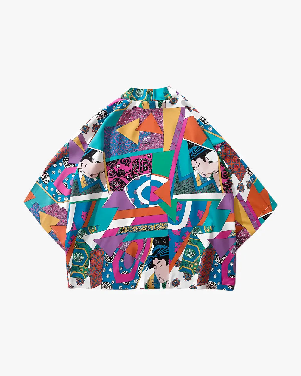 Kimono japonais multicolore avec motifs urbains Kaen