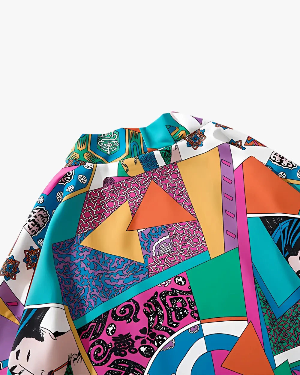 Kimono japonais multicolore avec motifs urbains Kaen