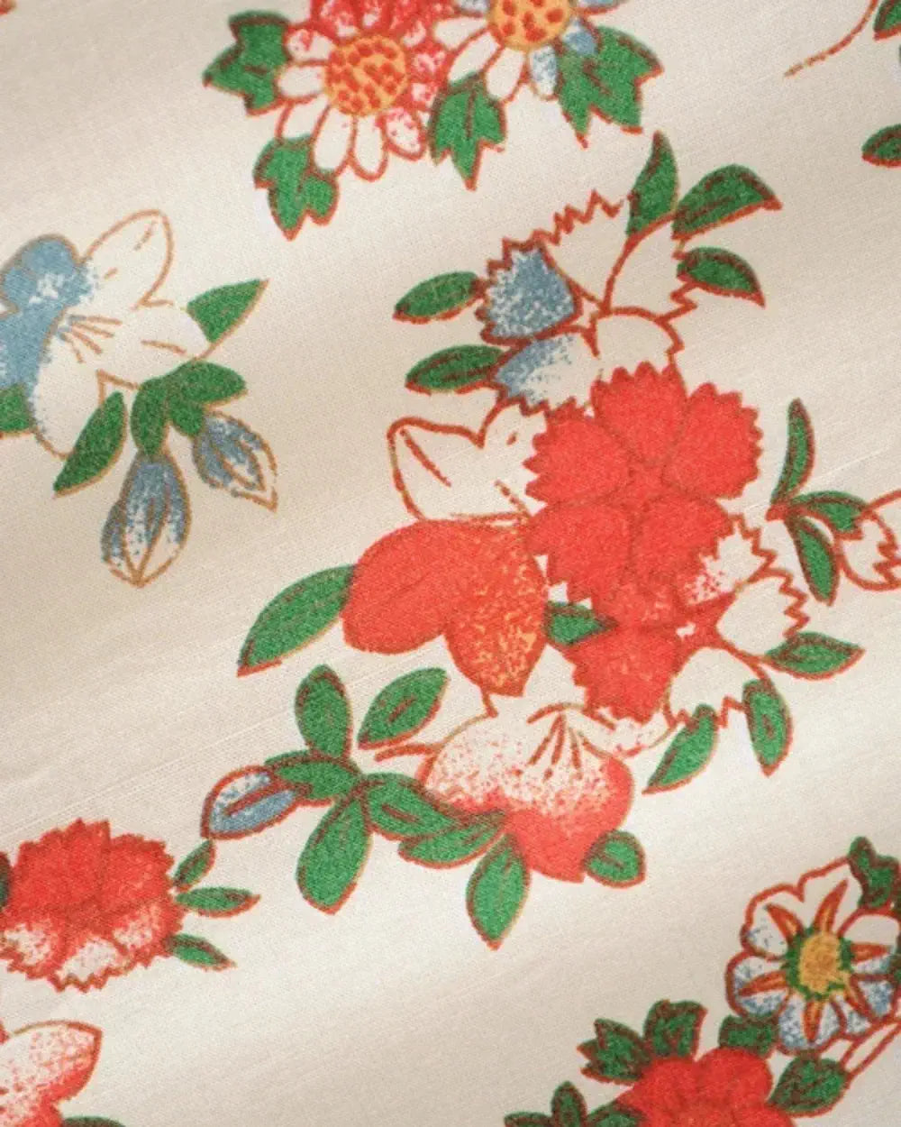 Kimono long beige avec motifs fleuris & style boheme Haruka