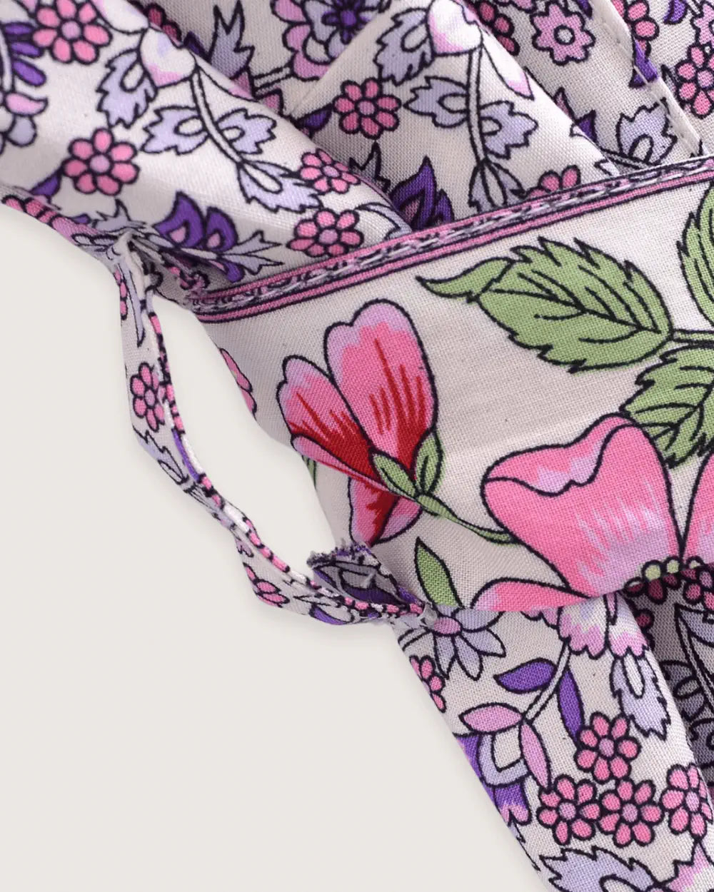 Kimono long violet avec motifs lilas boheme femme Ayaka