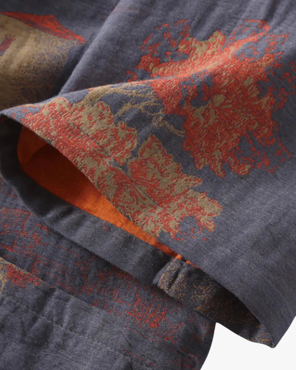 Peignoir kimono bleu homme et motifs paysages japonais Emiko