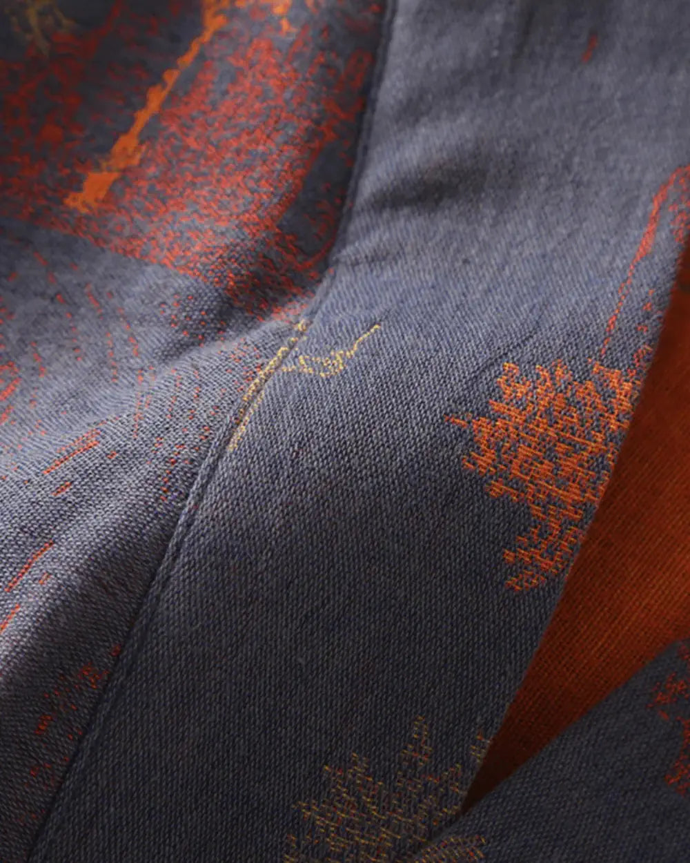 Peignoir kimono bleu homme et motifs paysages japonais Emiko