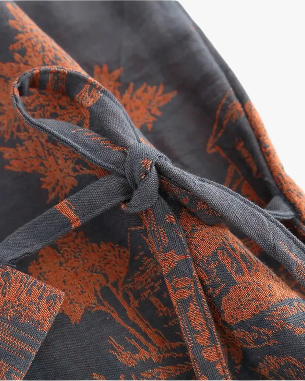 Peignoir kimono bleu marine femme & motifs japonais Akihiro