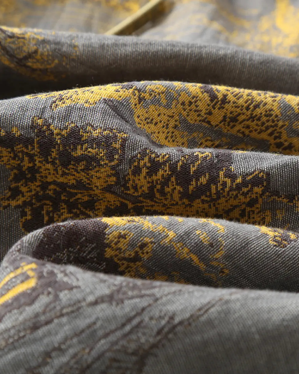 Peignoir kimono gris & or homme avec motifs japonais Seiryu