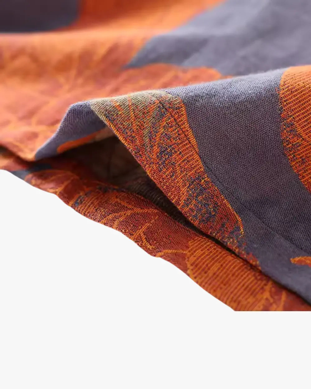 Peignoir kimono long femme orange avec motifs floraux japonais Kaede