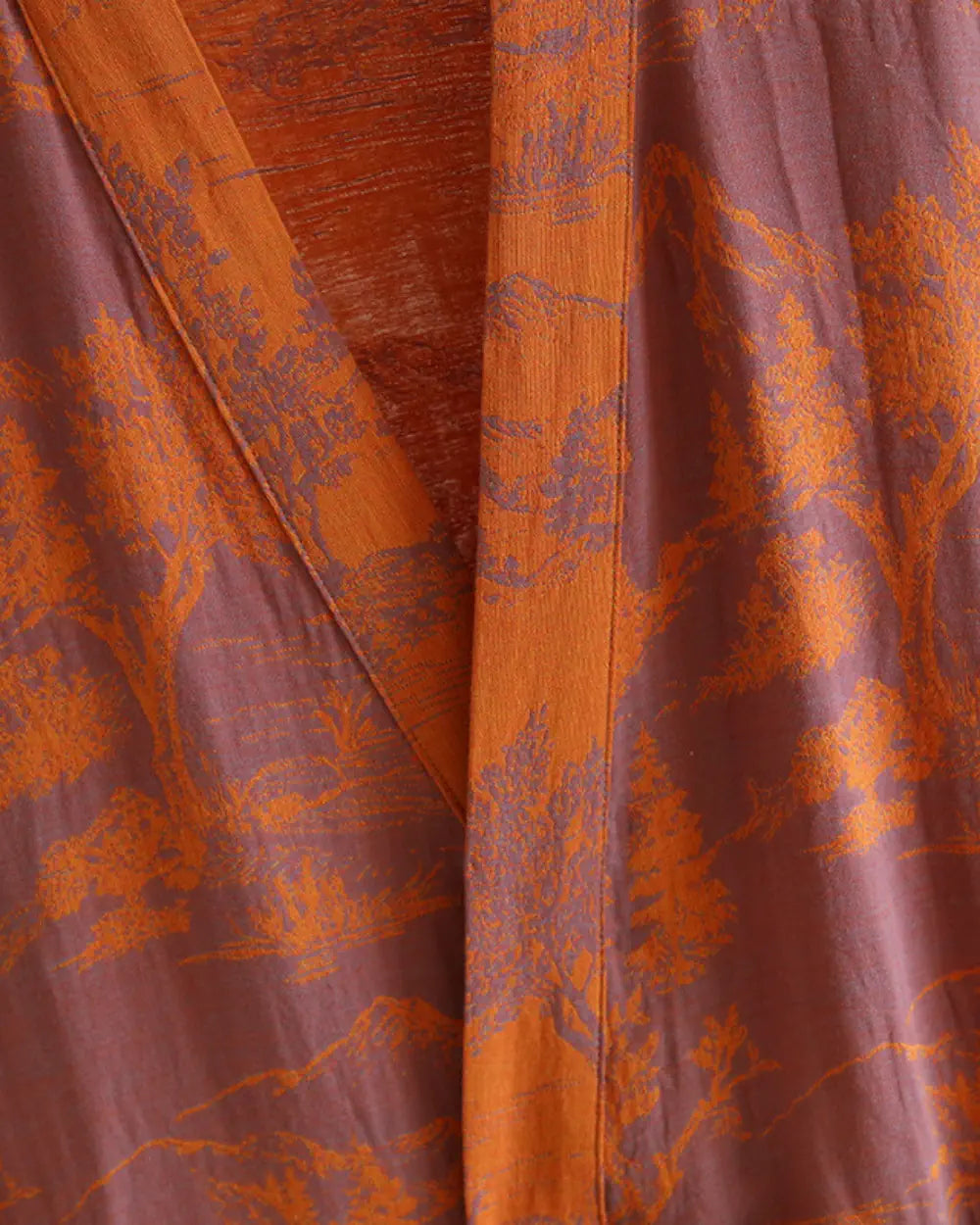 Peignoir kimono orange femme avec motifs japonais Seiryu