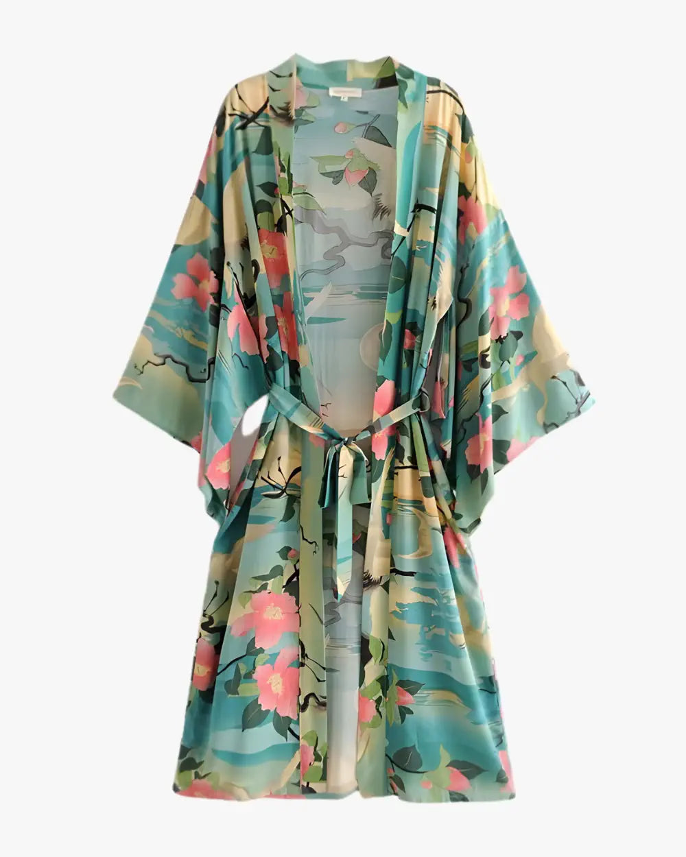 Robe japonaise femme coton motifs tropicaux Narumi