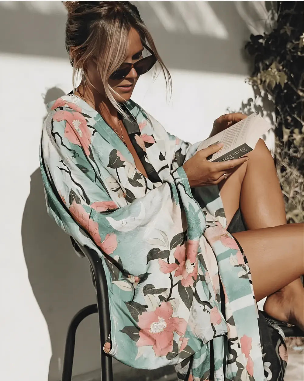 Robe japonaise femme coton motifs tropicaux Narumi