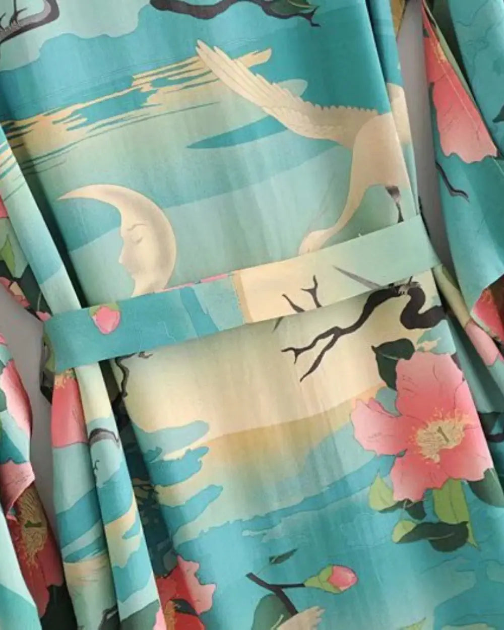 Robe japonaise femme coton motifs tropicaux Narumi