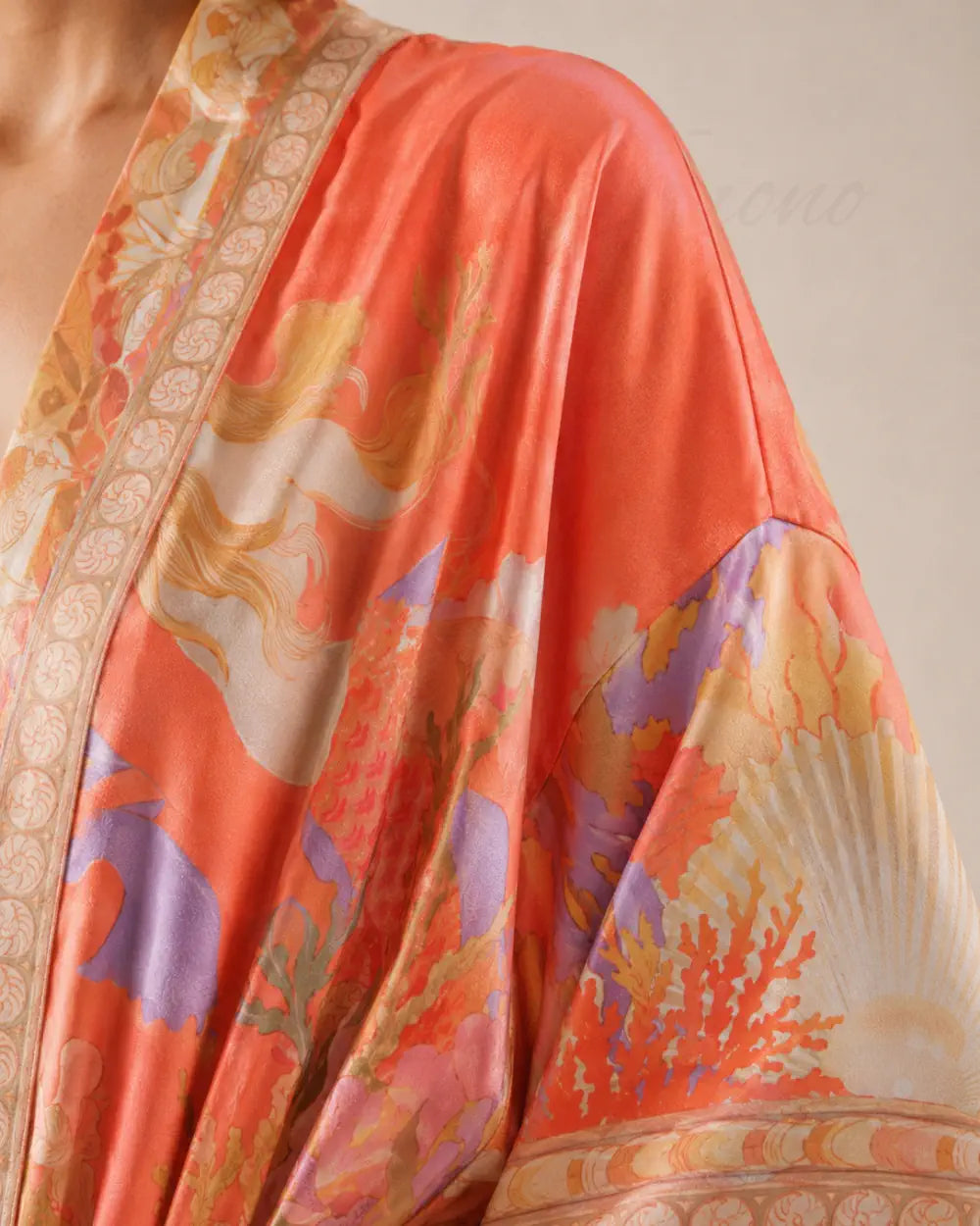 Robe japonaise femme orange fleuri