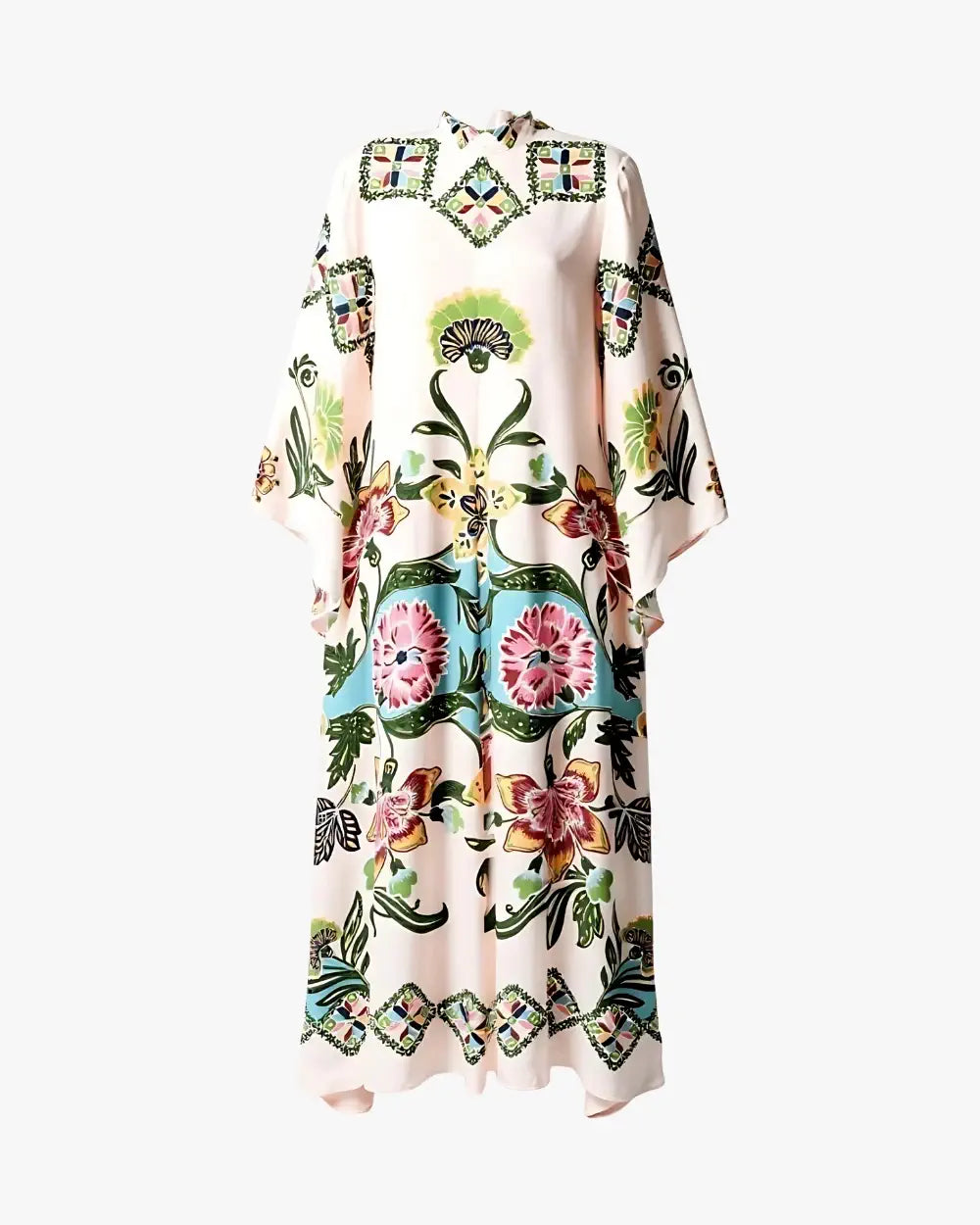 Robe kimono blanche reversible motifs floraux femme Shirayuri