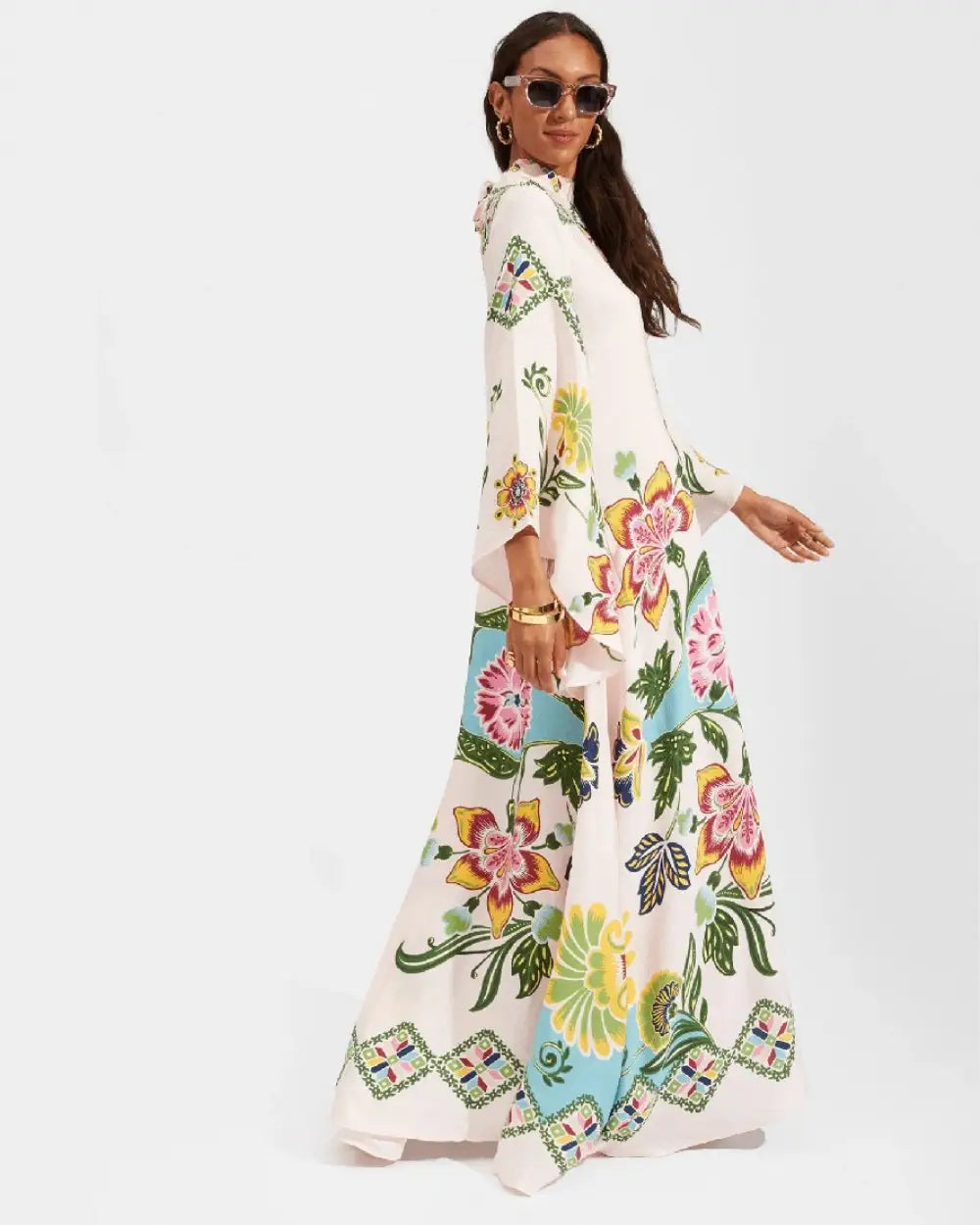 Robe kimono blanche reversible motifs floraux femme Shirayuri