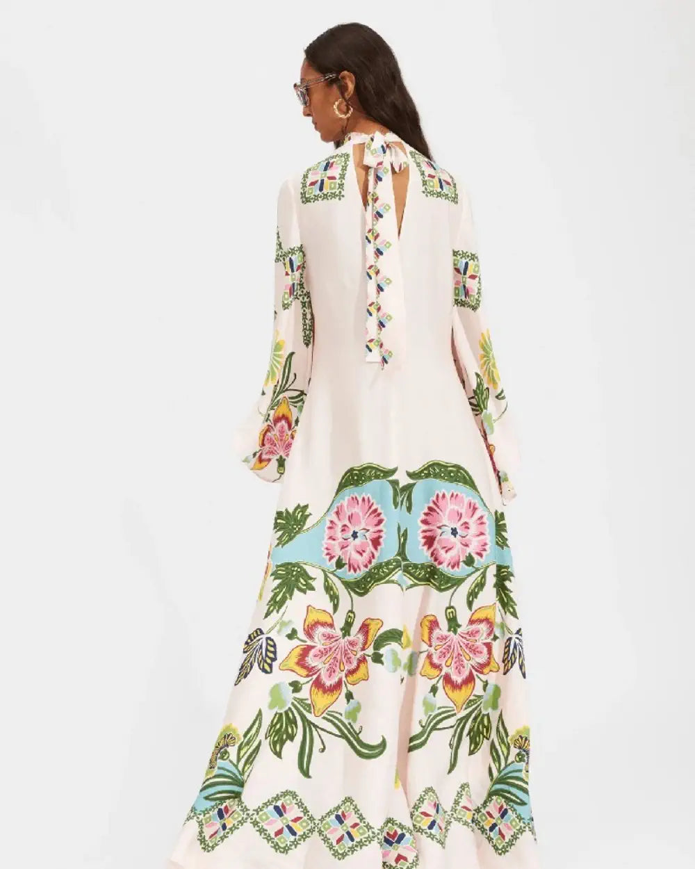 Robe kimono blanche reversible motifs floraux femme Shirayuri