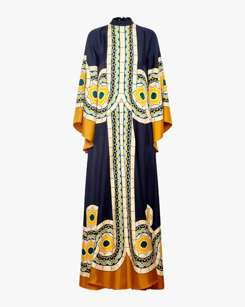 Robe kimono bleue reversible motifs mosaique femme Seika