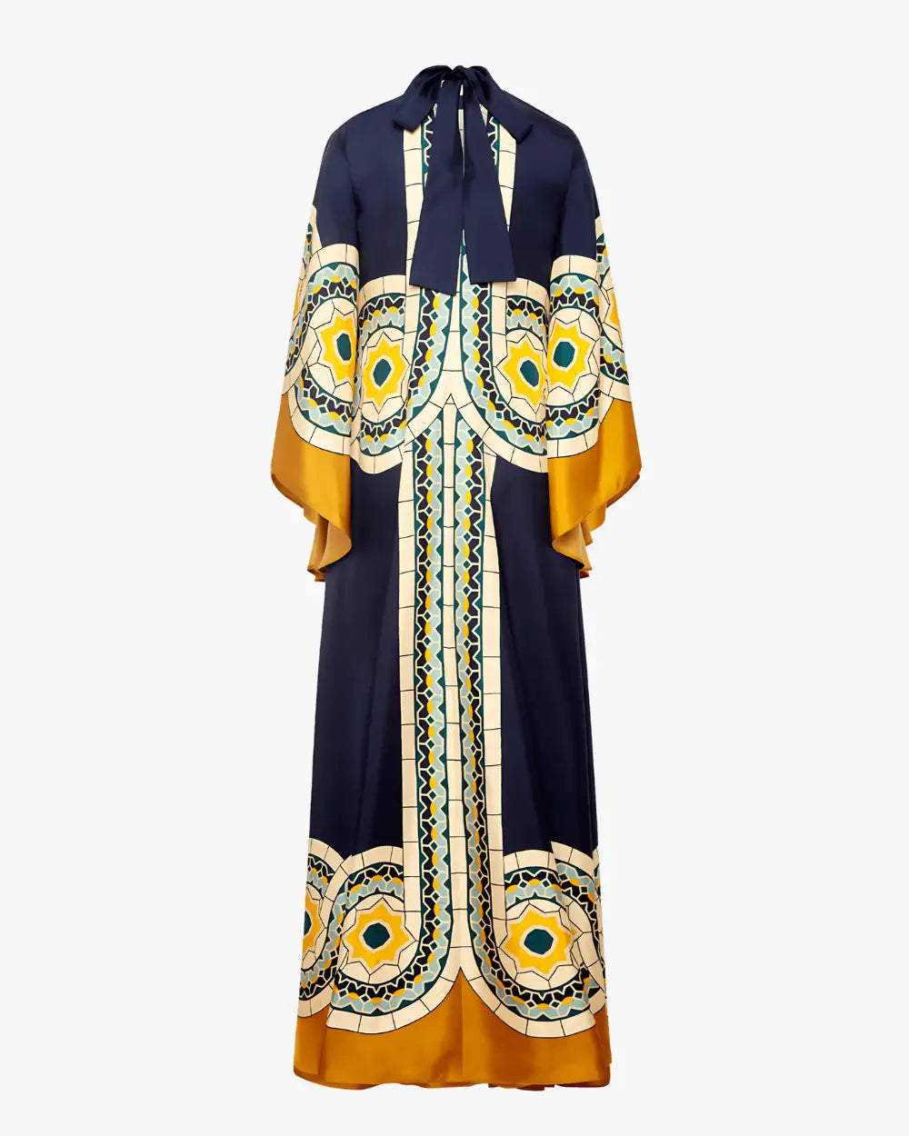 Robe kimono bleue reversible motifs mosaique femme Seika