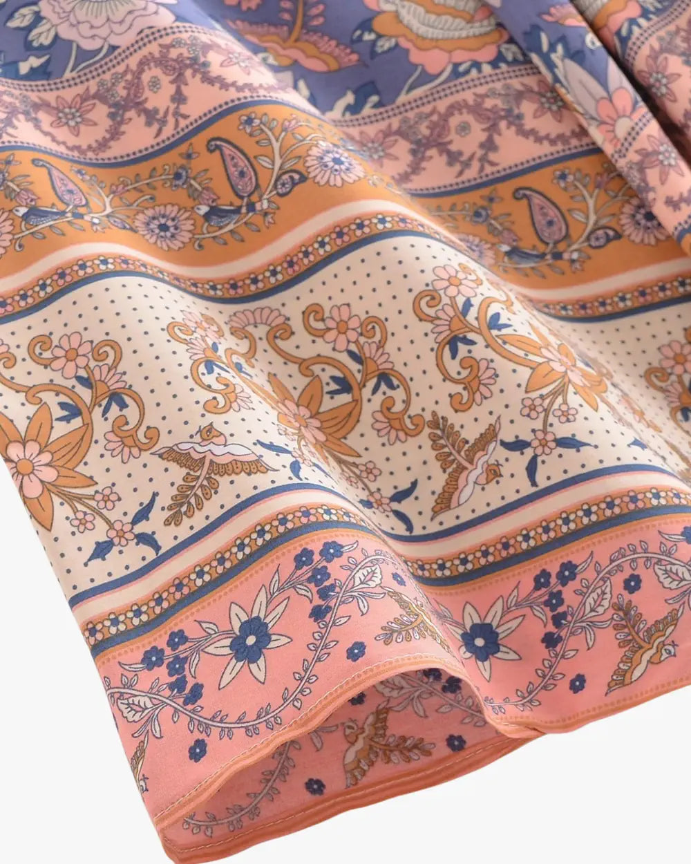 Robe kimono court femme bleu floral Fujikaze