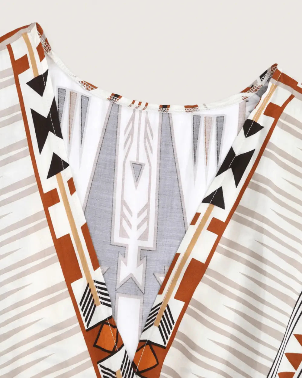 Robe kimono femme longue beige motifs Terako