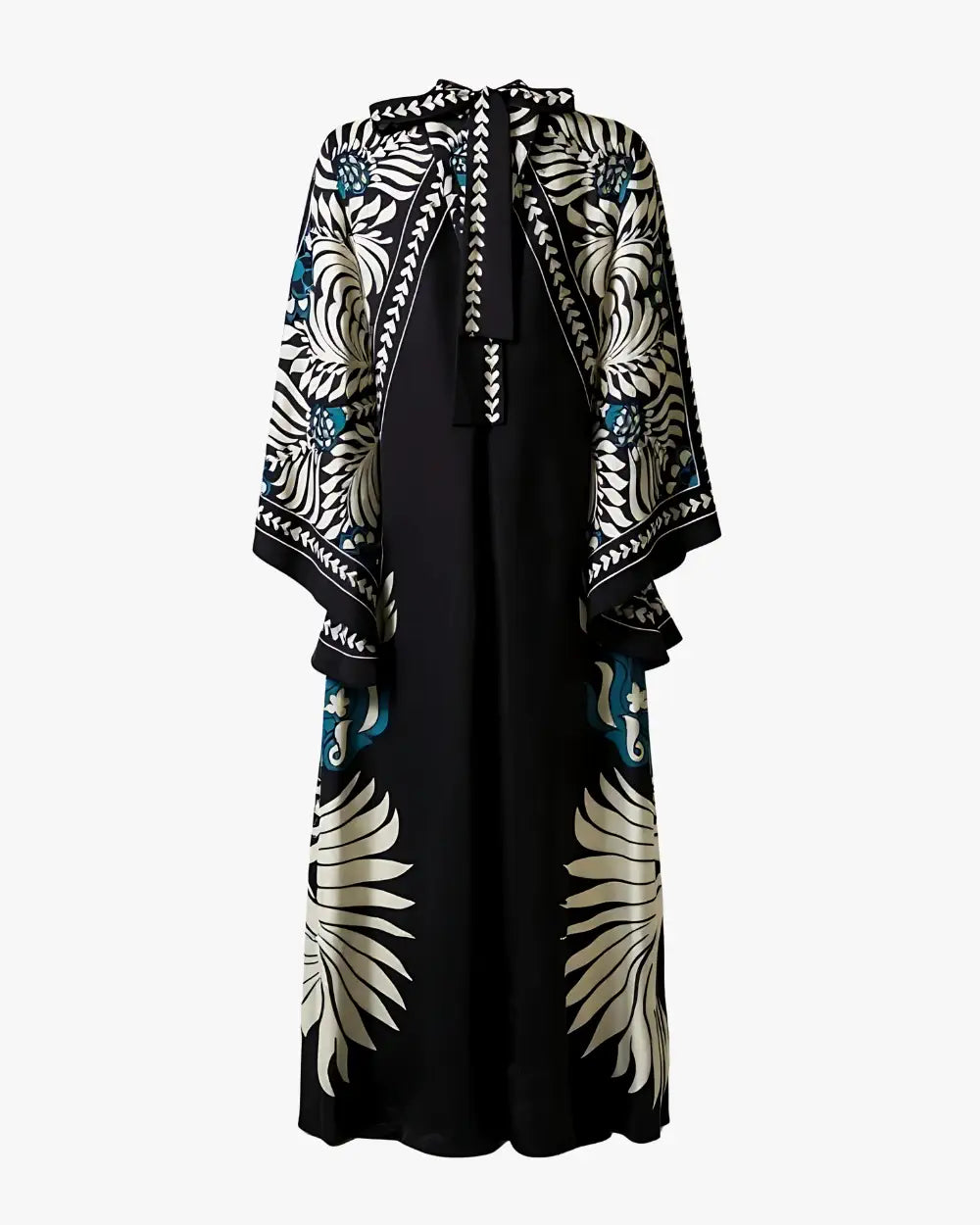 Robe kimono noire réversible fleurie femme Mizuhana