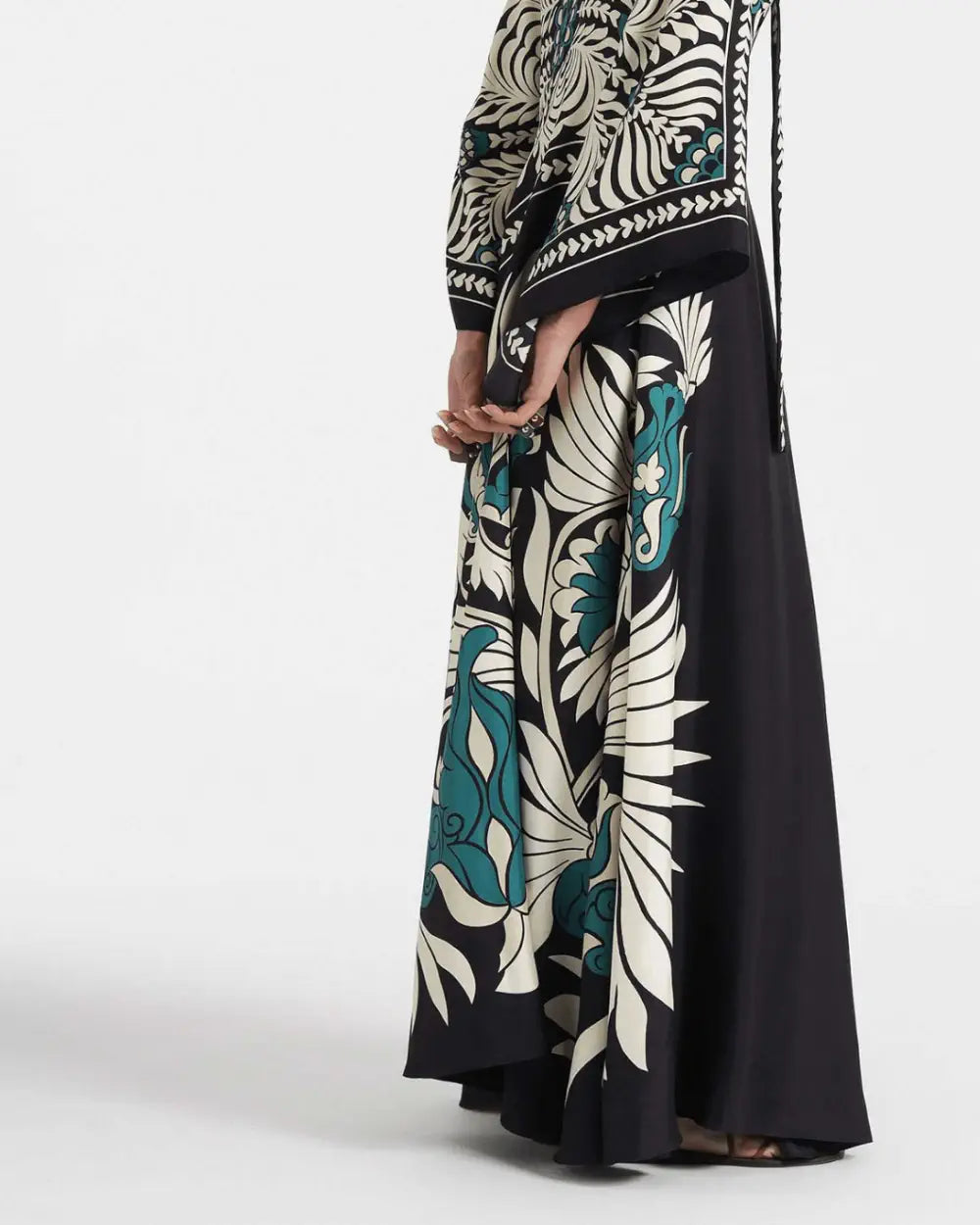 Robe kimono noire réversible fleurie femme Mizuhana