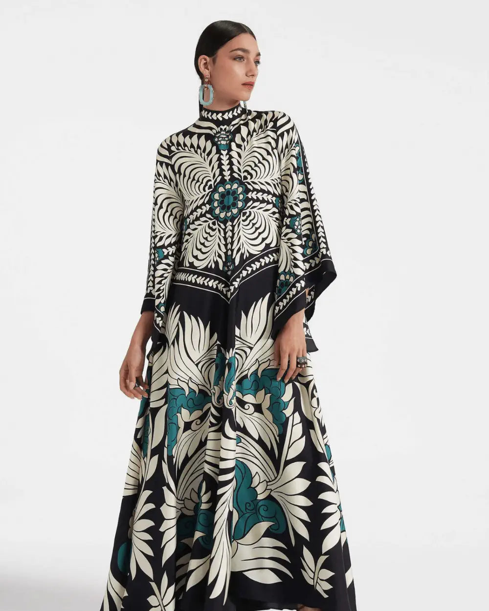 Robe kimono noire réversible fleurie femme Mizuhana