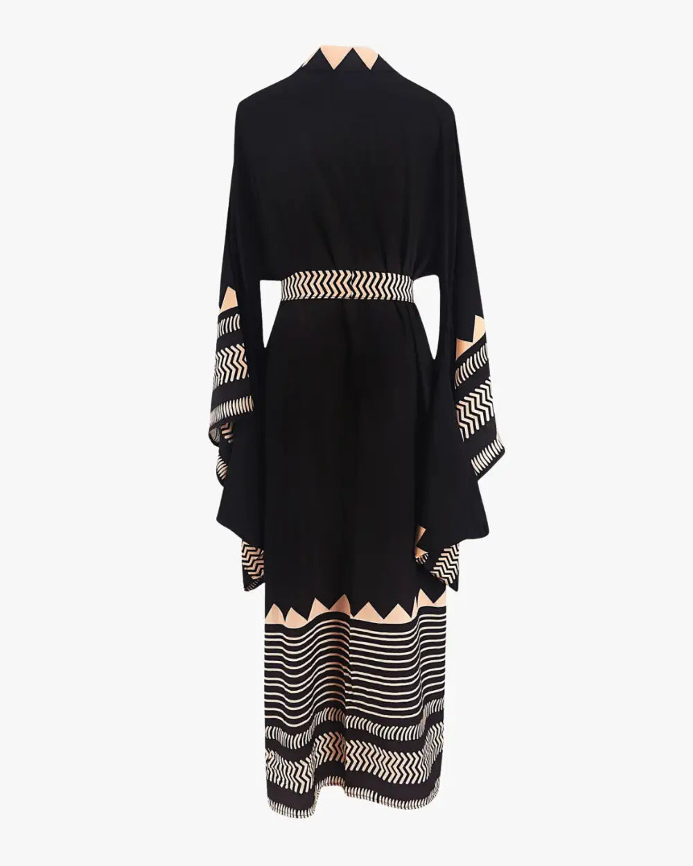 Robe kimono plage noir avec motifs femme Kirara