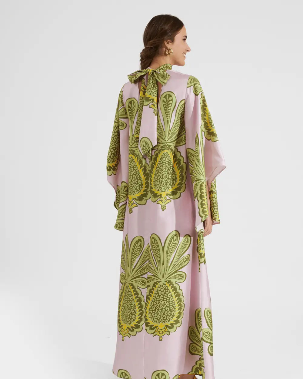 Robe kimono rose reversible motifs ananas femme Mizuki