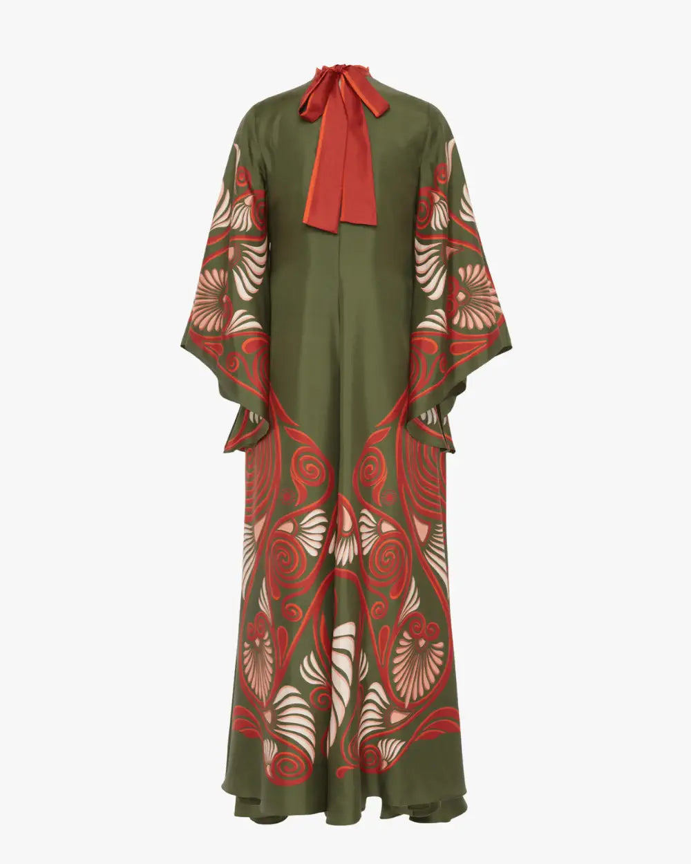 Robe kimono rouge et verte reversible avec motifs Akahana
