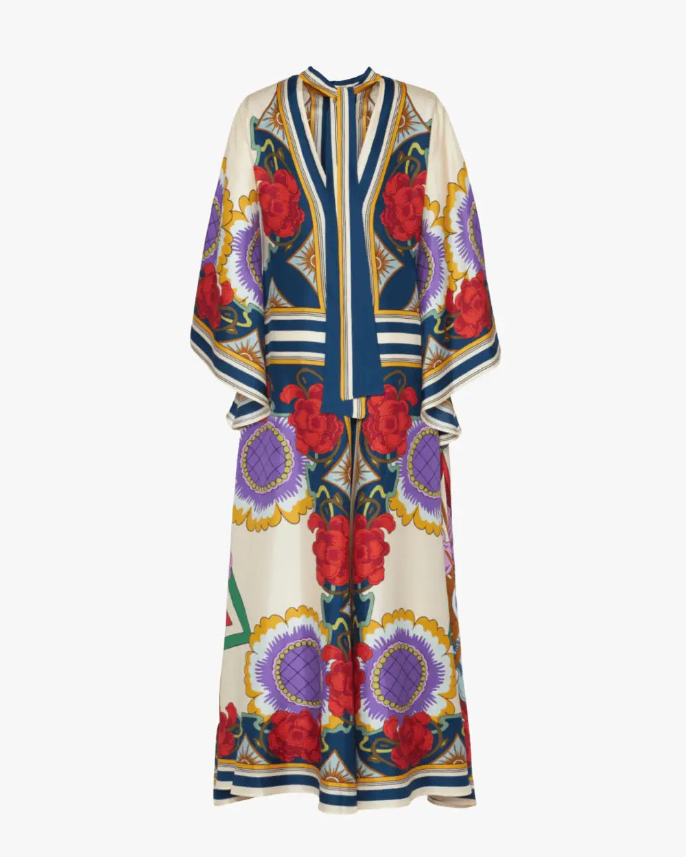 Robe kimono satin reversible motifs baroques femme Benihana