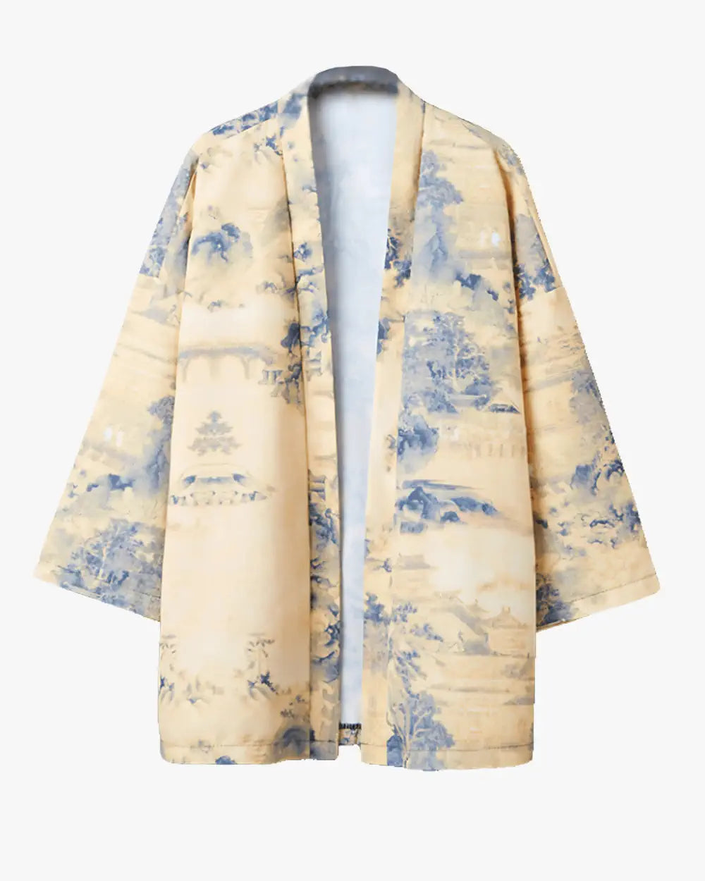Veste kimono avec motifs paysages japonais Kogane