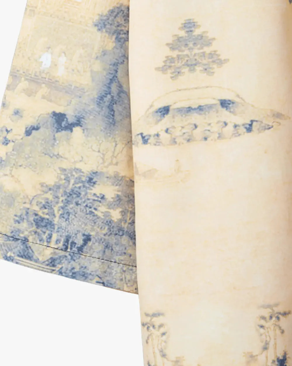 Veste kimono avec motifs paysages japonais Kogane