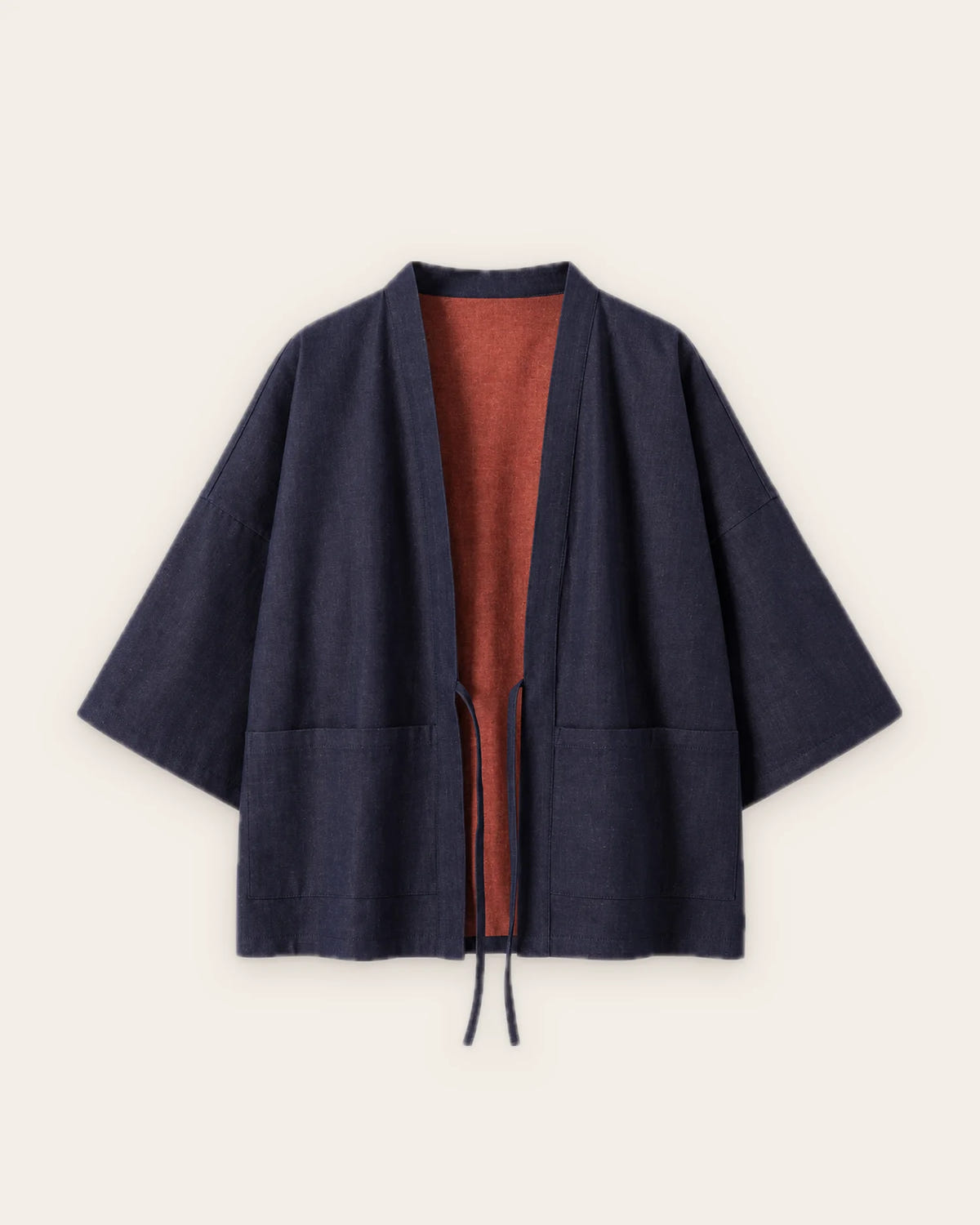 Veste kimono denim coton bleu réversible homme femme Yukiha