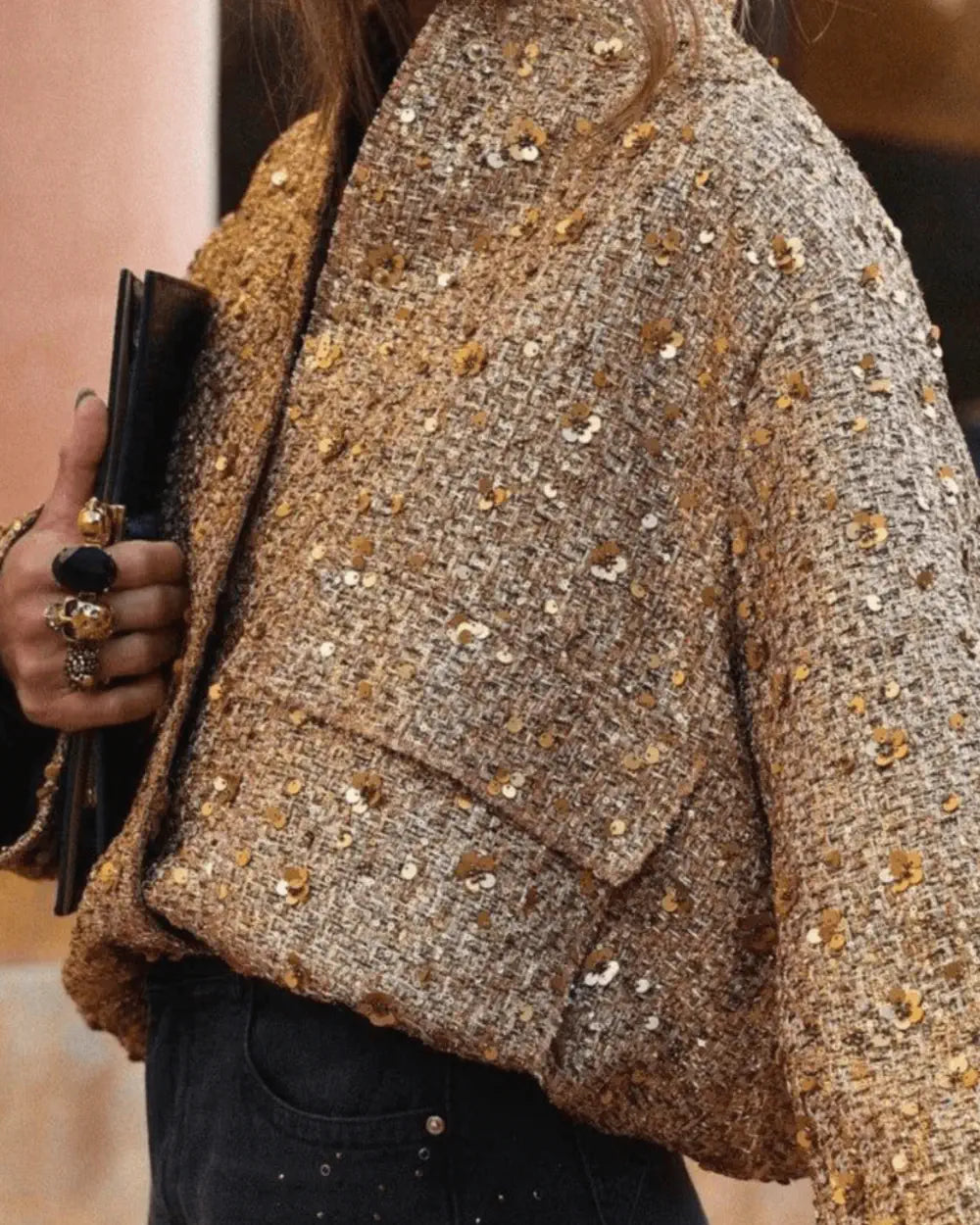 Veste kimono dore scintillante elegante pour femme Hikari