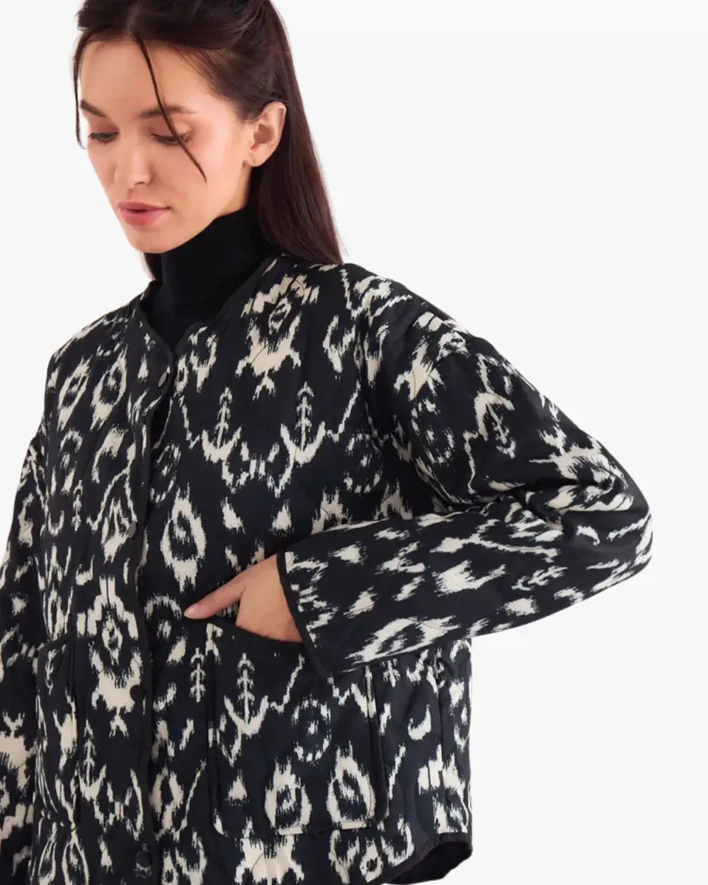 Veste kimono femme noir blanc style streetwear Kuroshiro