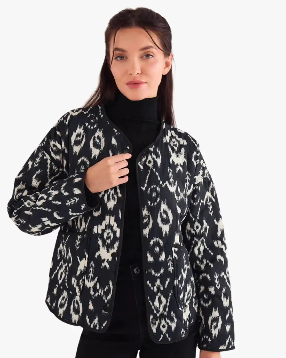 Veste kimono femme noir blanc style streetwear Kuroshiro