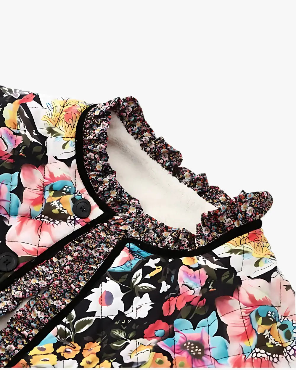 Veste kimono japonaise noire à fleurs colorées Hanaakari