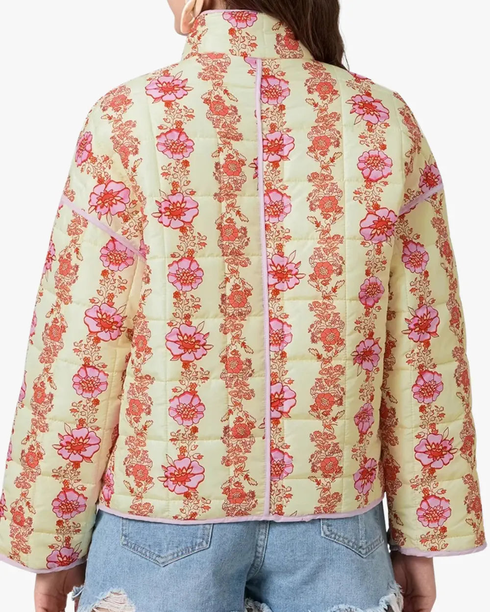 Veste kimono matelassée rose femme Amane