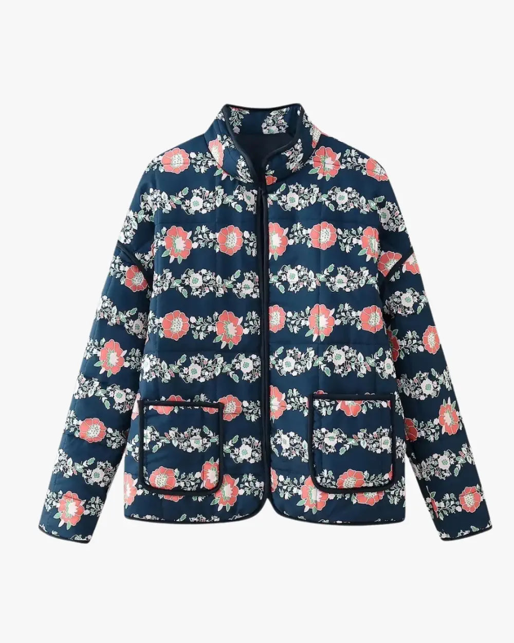 Veste kimono matelassee femme coton rouge fleuri Tsukihana