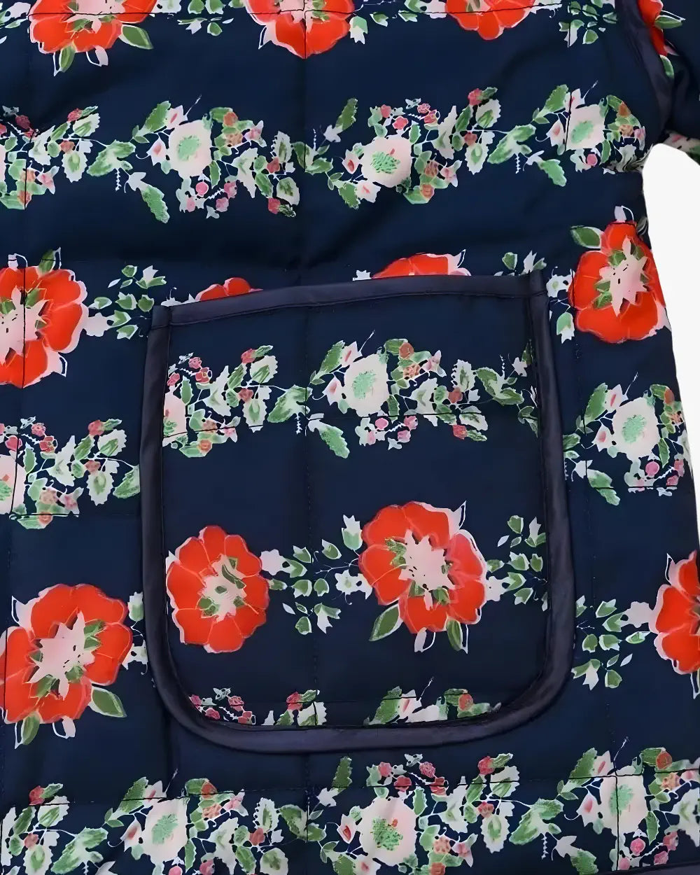 Veste kimono matelassee femme coton rouge fleuri Tsukihana