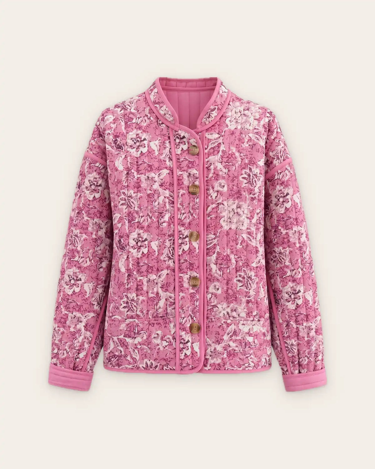 Veste kimono matelassee fleurie rose femme Akizora