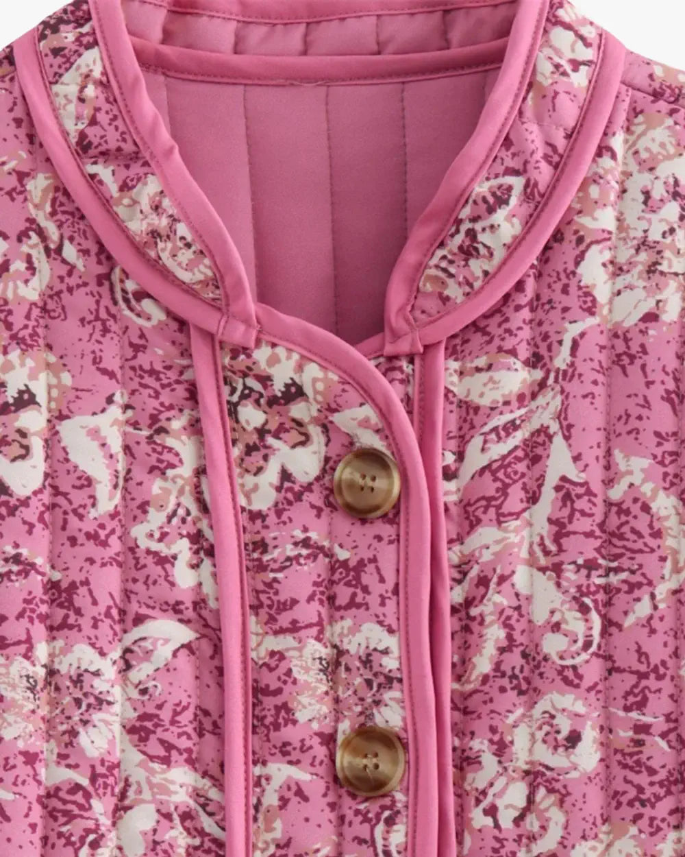 Veste kimono matelassee fleurie rose femme Akizora